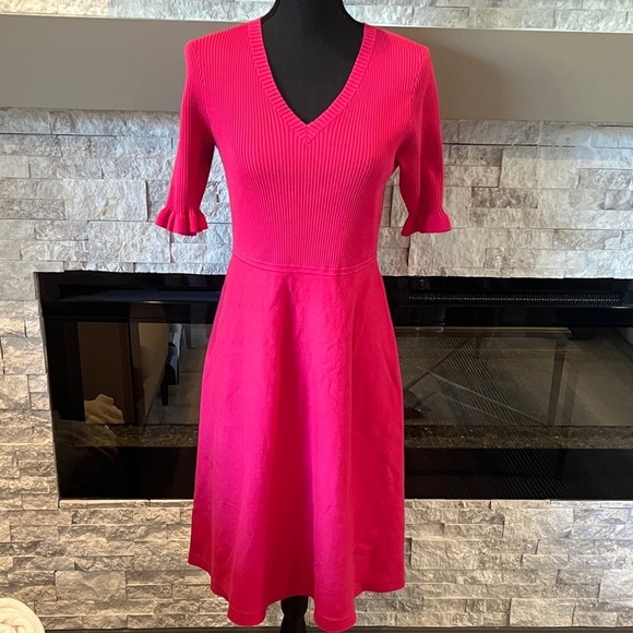 Kate Spade Dresses & Skirts - Kate Spade V-Neck Midi Dress in Bold Pink size Medium